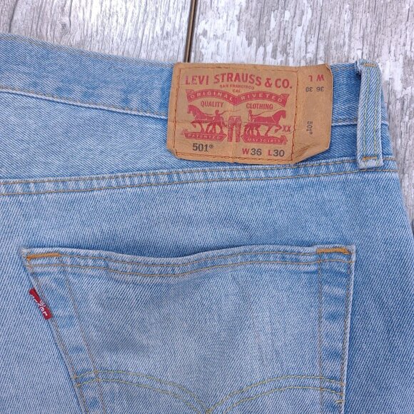Levis Mens 501 XX Jeans 36x30 Original Straight Leg Button Fly Blue Denim Pants - Picture 4 of 10